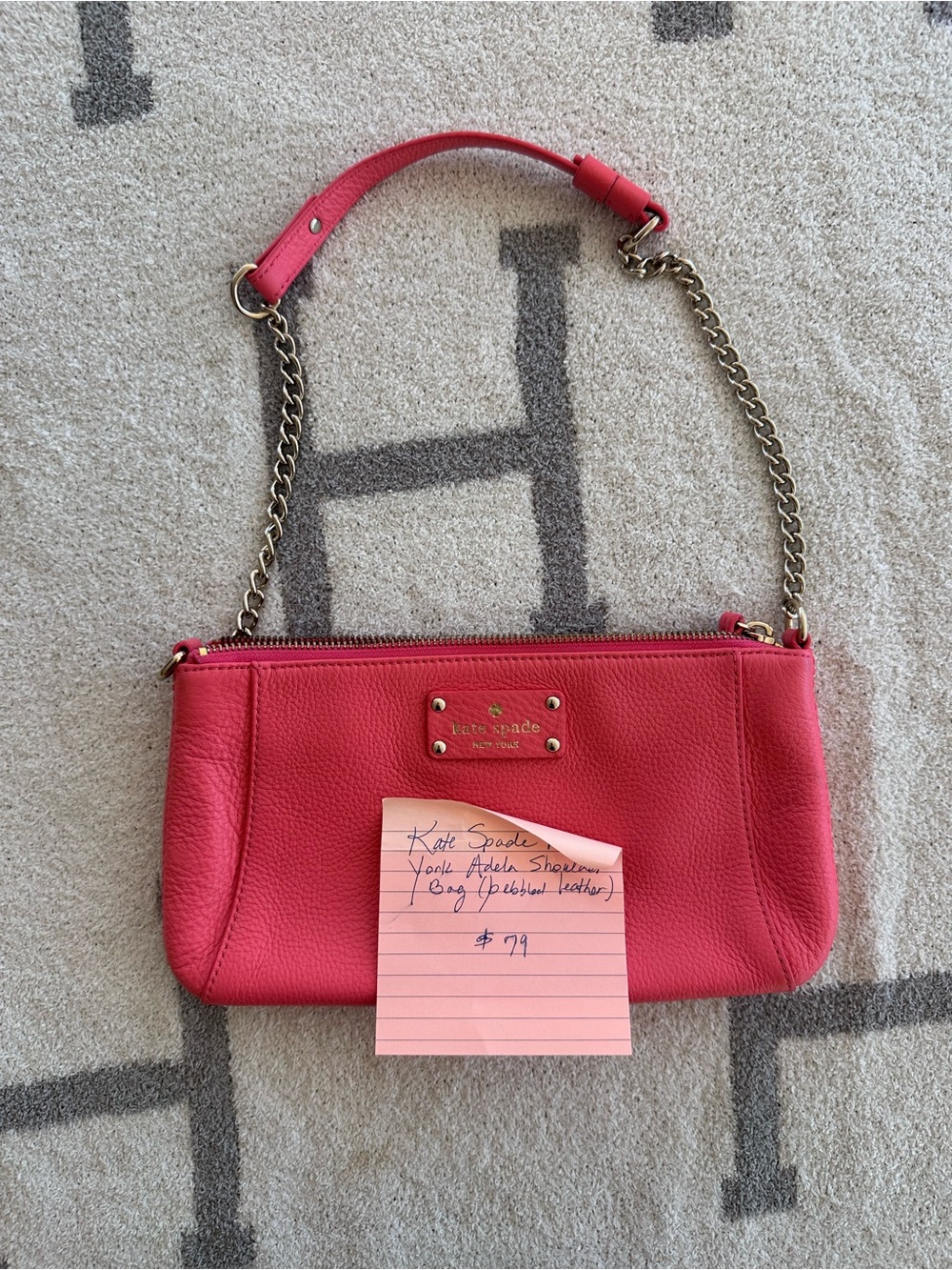 Kate Spade Pink Leather Chain Strap Wristlet y2k